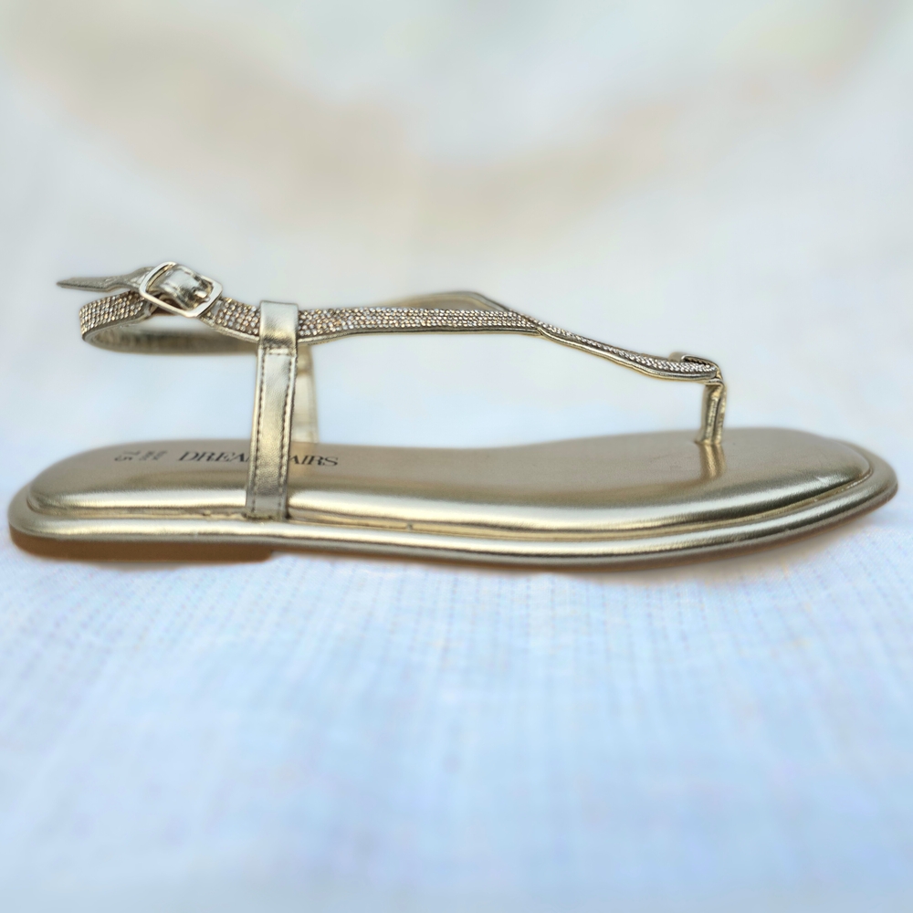 Elegant Sparkly Rhinestone Bedazzled Light Gold Women's Sandals